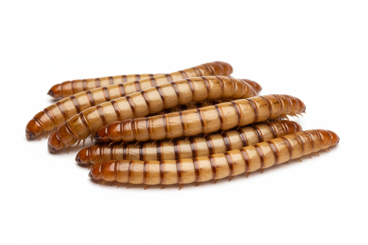 grote Meelwormen witte achtergrond