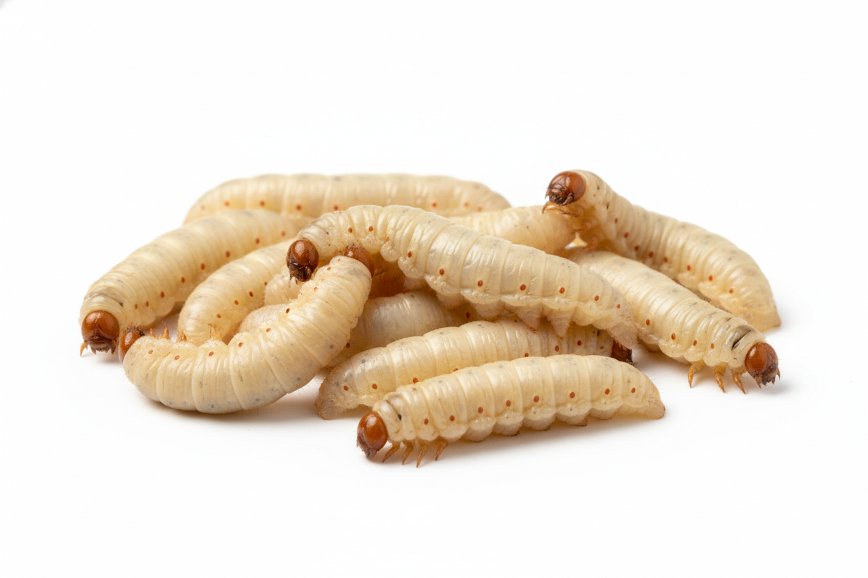 Wasmotlarven witte achtergrond